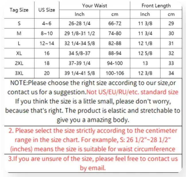 Size chart