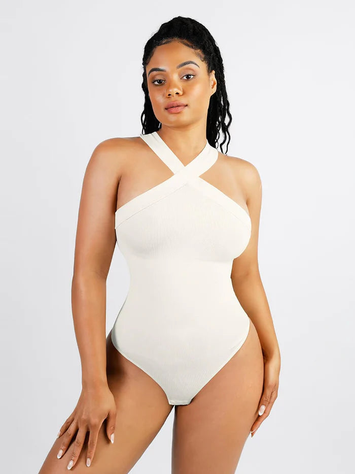 Hourglass ™ Seamless Crossover Halter Shapewear Bodysuit