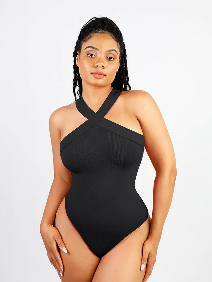 Hourglass ™ Seamless Crossover Halter Shapewear Bodysuit